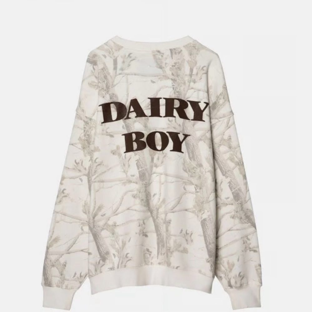 Dairy Boy Sold Out Woodland Camo Brown Puff Crewneck
